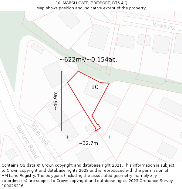 10, MARSH GATE, BRIDPORT, DT6 4JQ: Plot and title map