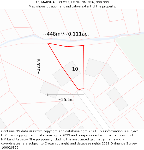 10, MARSHALL CLOSE, LEIGH-ON-SEA, SS9 3SS: Plot and title map