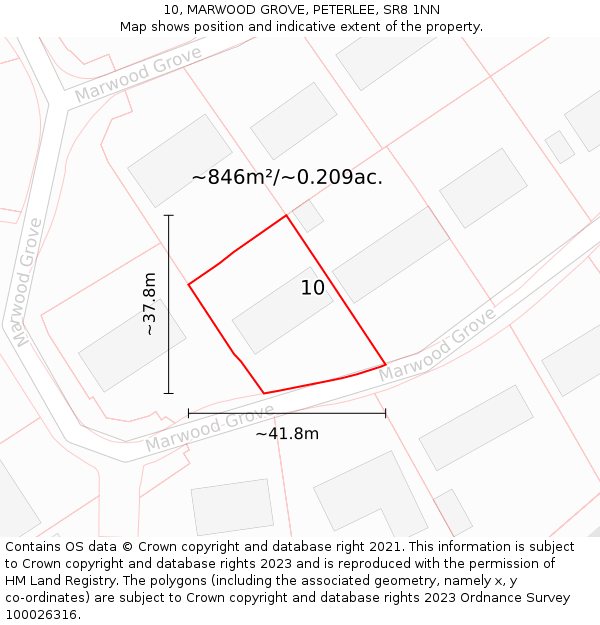 10, MARWOOD GROVE, PETERLEE, SR8 1NN: Plot and title map