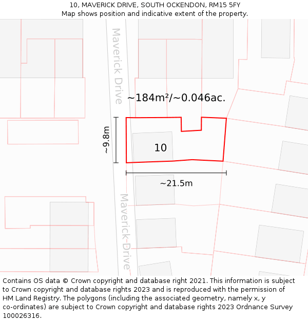 10, MAVERICK DRIVE, SOUTH OCKENDON, RM15 5FY: Plot and title map