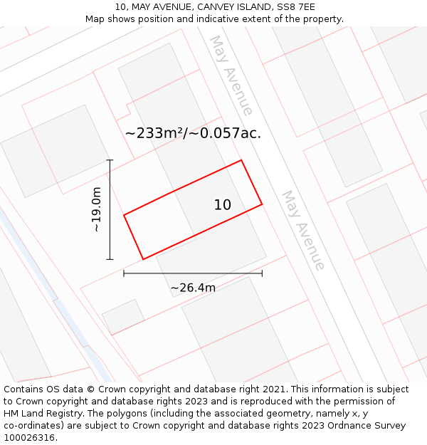 10, MAY AVENUE, CANVEY ISLAND, SS8 7EE: Plot and title map