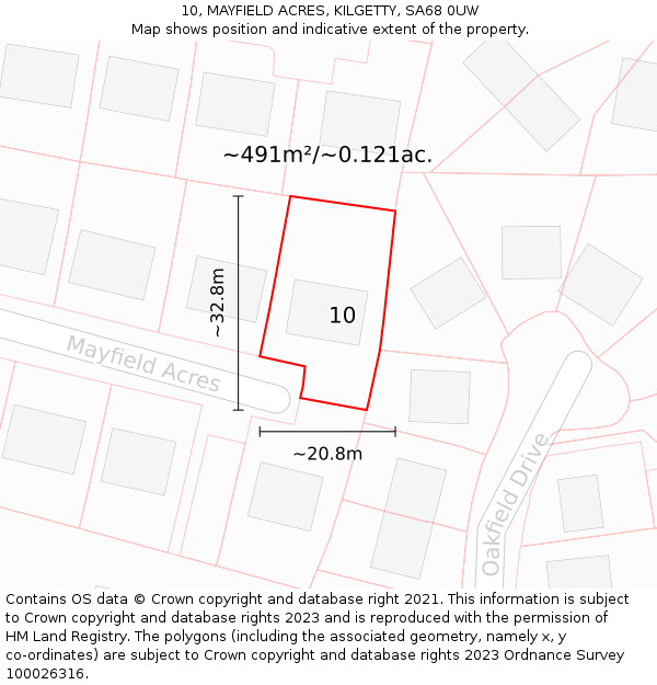 10, MAYFIELD ACRES, KILGETTY, SA68 0UW: Plot and title map