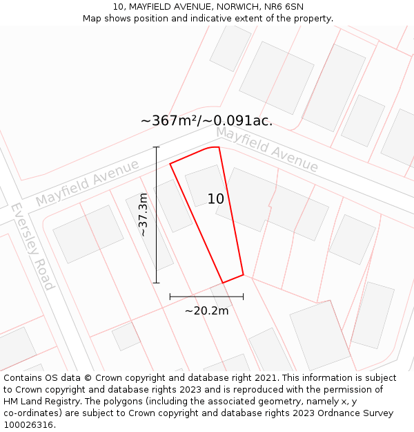 10, MAYFIELD AVENUE, NORWICH, NR6 6SN: Plot and title map