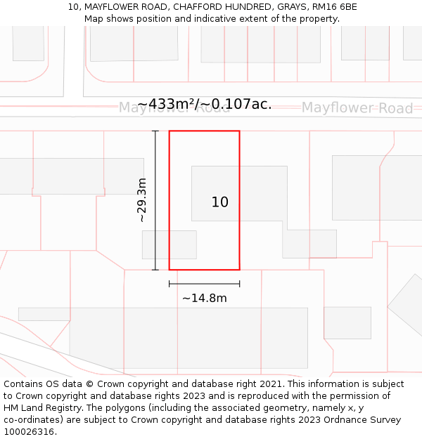 10, MAYFLOWER ROAD, CHAFFORD HUNDRED, GRAYS, RM16 6BE: Plot and title map