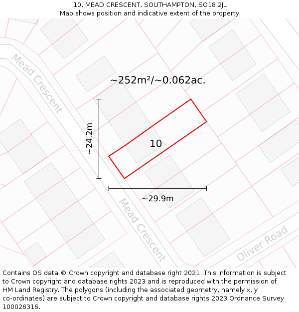 10, MEAD CRESCENT, SOUTHAMPTON, SO18 2JL: Plot and title map