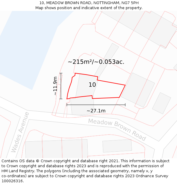 10, MEADOW BROWN ROAD, NOTTINGHAM, NG7 5PH: Plot and title map