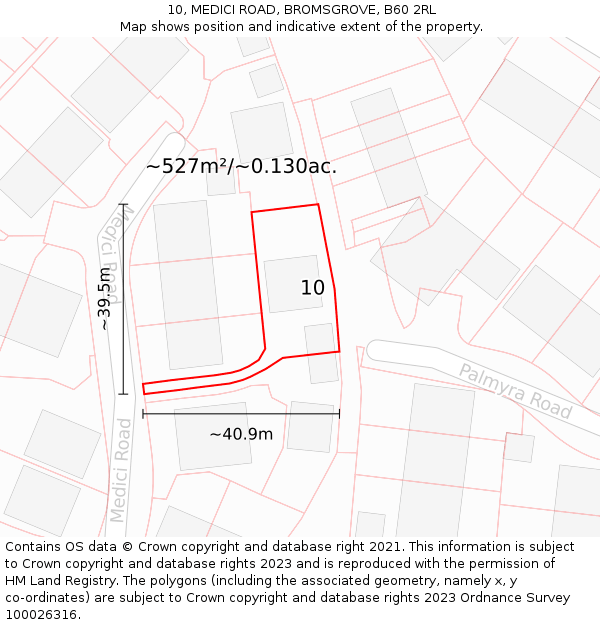 10, MEDICI ROAD, BROMSGROVE, B60 2RL: Plot and title map