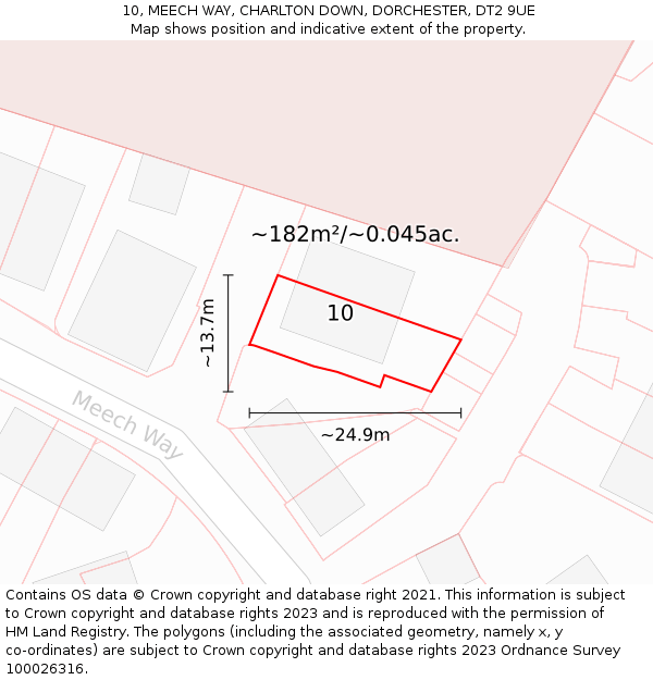 10, MEECH WAY, CHARLTON DOWN, DORCHESTER, DT2 9UE: Plot and title map