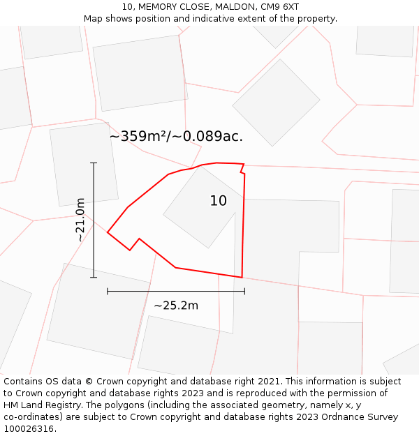 10, MEMORY CLOSE, MALDON, CM9 6XT: Plot and title map