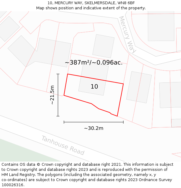 10, MERCURY WAY, SKELMERSDALE, WN8 6BF: Plot and title map