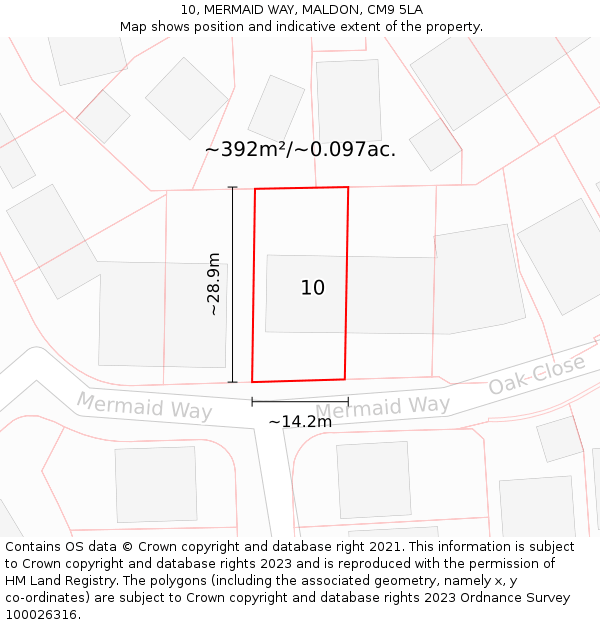 10, MERMAID WAY, MALDON, CM9 5LA: Plot and title map