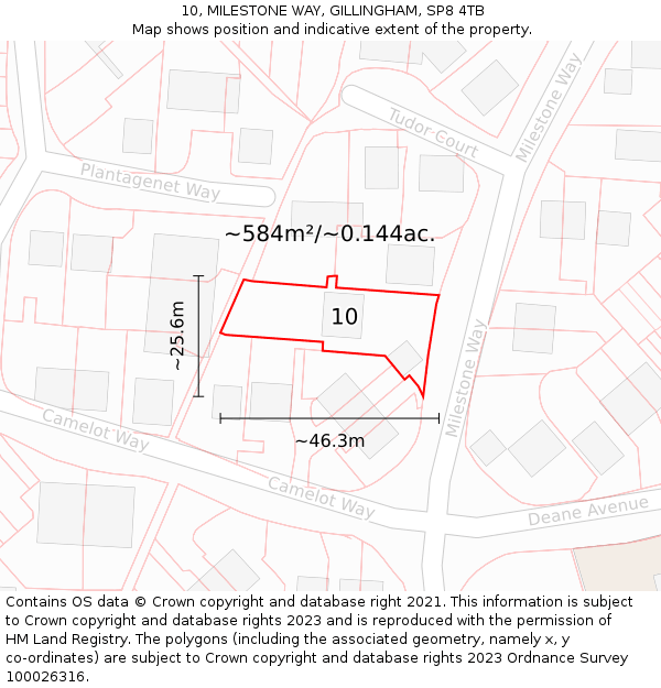 10, MILESTONE WAY, GILLINGHAM, SP8 4TB: Plot and title map