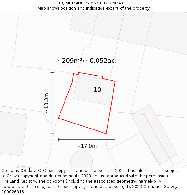 10, MILLSIDE, STANSTED, CM24 8BL: Plot and title map