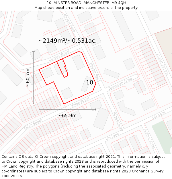 10, MINSTER ROAD, MANCHESTER, M9 4QH: Plot and title map