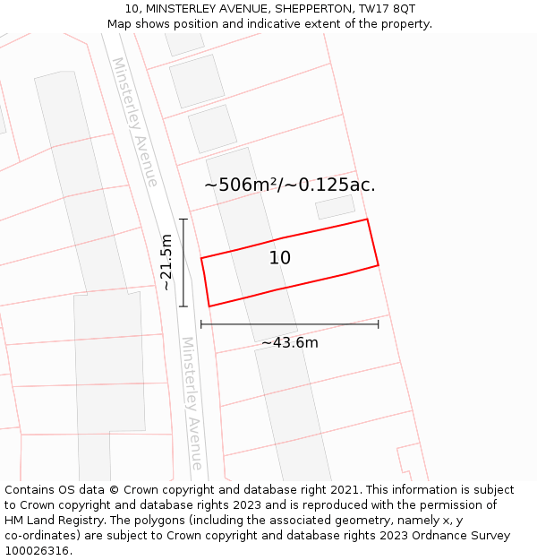 10, MINSTERLEY AVENUE, SHEPPERTON, TW17 8QT: Plot and title map