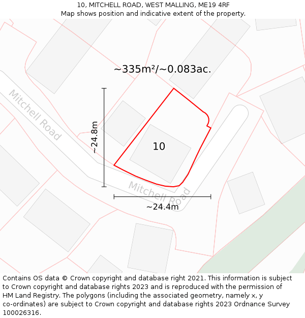 10, MITCHELL ROAD, WEST MALLING, ME19 4RF: Plot and title map