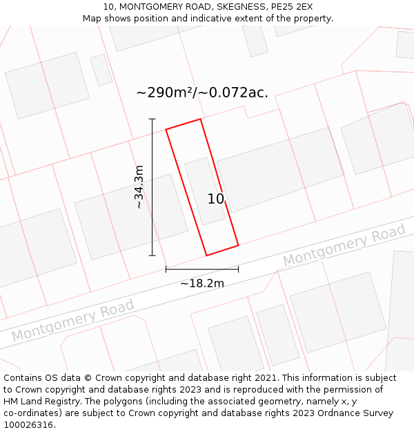 10, MONTGOMERY ROAD, SKEGNESS, PE25 2EX: Plot and title map