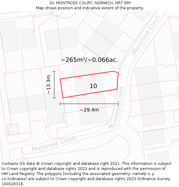10, MONTROSE COURT, NORWICH, NR7 0RY: Plot and title map