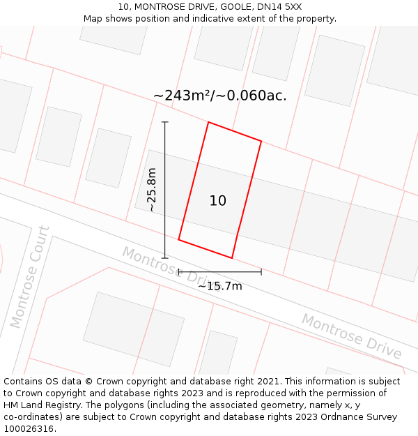 10, MONTROSE DRIVE, GOOLE, DN14 5XX: Plot and title map