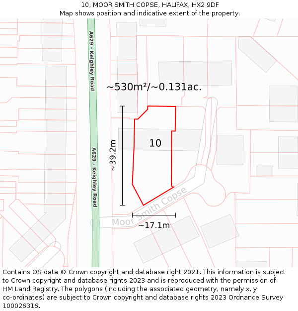 10, MOOR SMITH COPSE, HALIFAX, HX2 9DF: Plot and title map