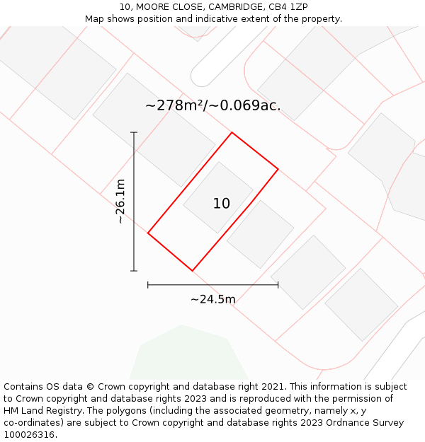 10, MOORE CLOSE, CAMBRIDGE, CB4 1ZP: Plot and title map