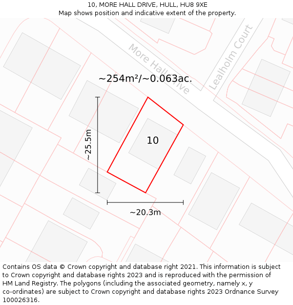 10, MORE HALL DRIVE, HULL, HU8 9XE: Plot and title map