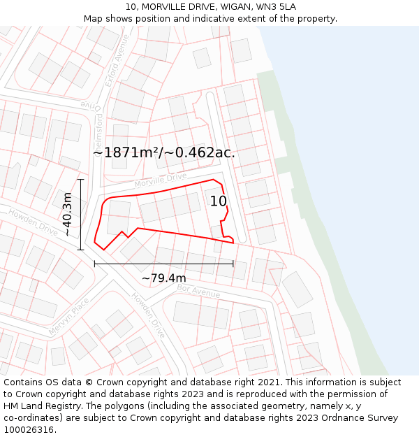 10, MORVILLE DRIVE, WIGAN, WN3 5LA: Plot and title map