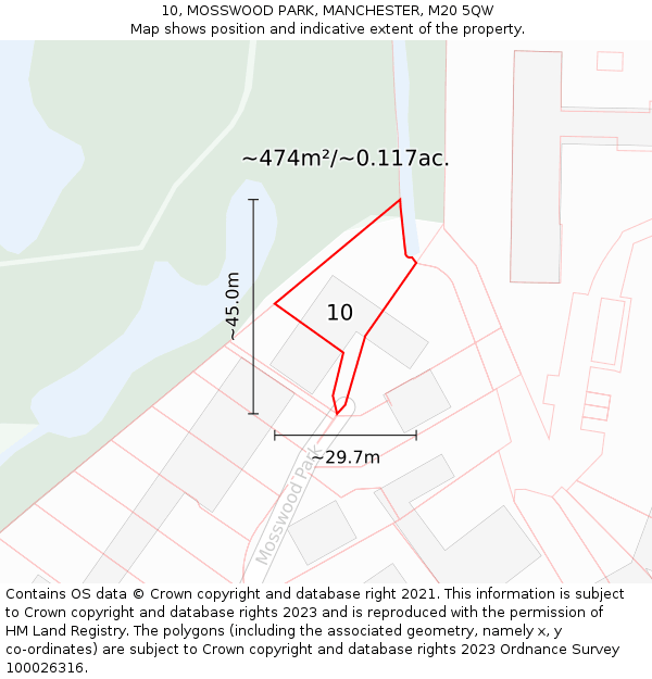 10, MOSSWOOD PARK, MANCHESTER, M20 5QW: Plot and title map