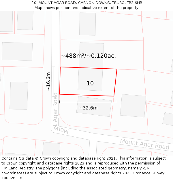 10, MOUNT AGAR ROAD, CARNON DOWNS, TRURO, TR3 6HR: Plot and title map