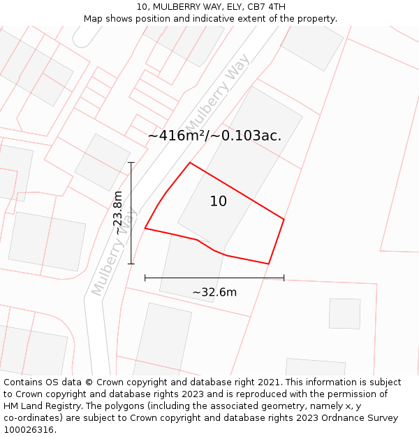10, MULBERRY WAY, ELY, CB7 4TH: Plot and title map