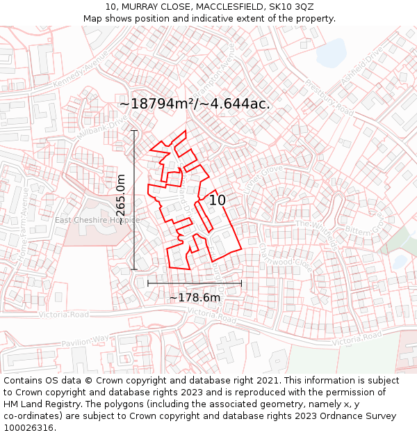 10, MURRAY CLOSE, MACCLESFIELD, SK10 3QZ: Plot and title map