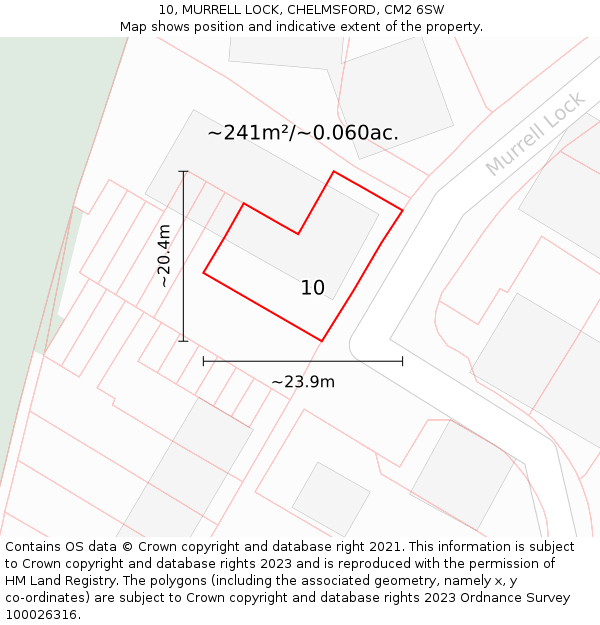 10, MURRELL LOCK, CHELMSFORD, CM2 6SW: Plot and title map