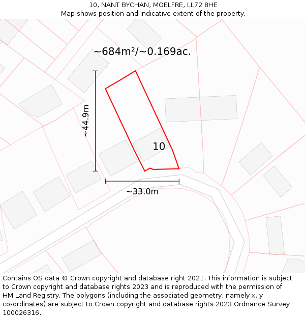 10, NANT BYCHAN, MOELFRE, LL72 8HE: Plot and title map