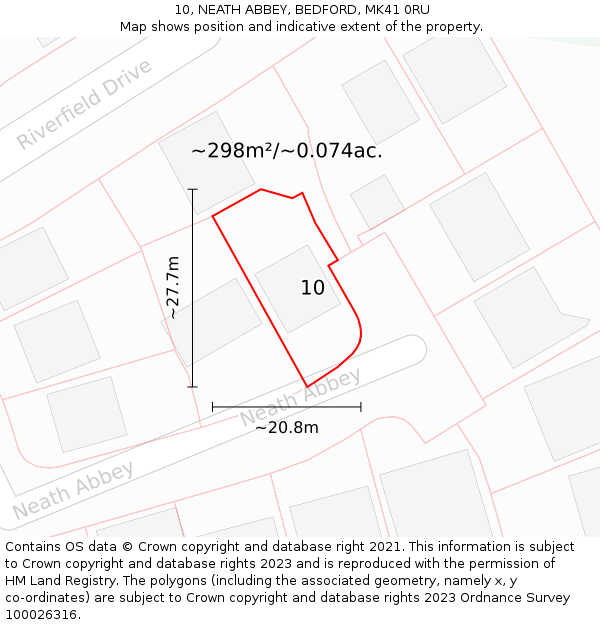 10, NEATH ABBEY, BEDFORD, MK41 0RU: Plot and title map