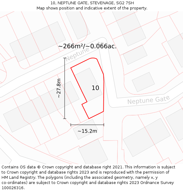 10, NEPTUNE GATE, STEVENAGE, SG2 7SH: Plot and title map