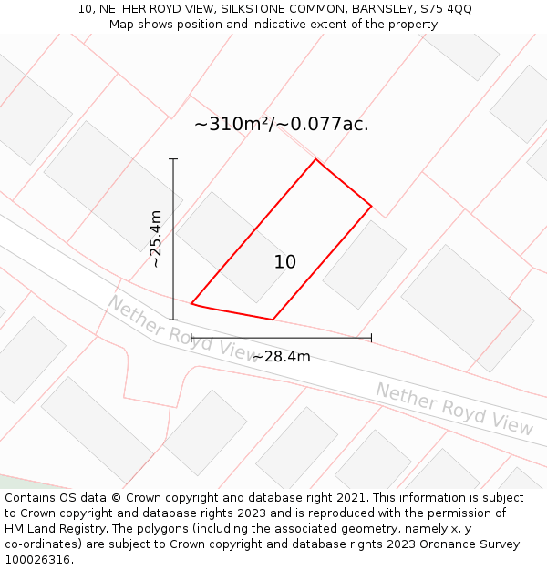 10, NETHER ROYD VIEW, SILKSTONE COMMON, BARNSLEY, S75 4QQ: Plot and title map