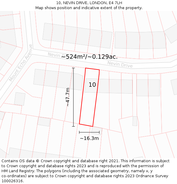 10, NEVIN DRIVE, LONDON, E4 7LH: Plot and title map