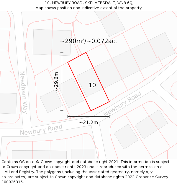 10, NEWBURY ROAD, SKELMERSDALE, WN8 6QJ: Plot and title map