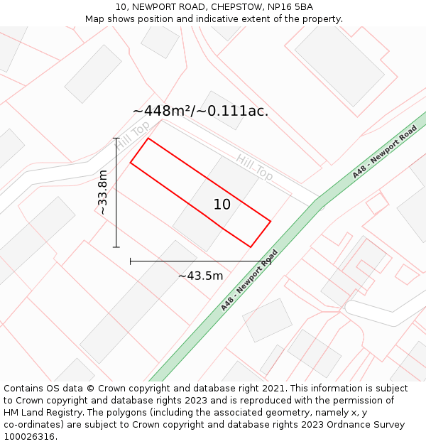 10, NEWPORT ROAD, CHEPSTOW, NP16 5BA: Plot and title map