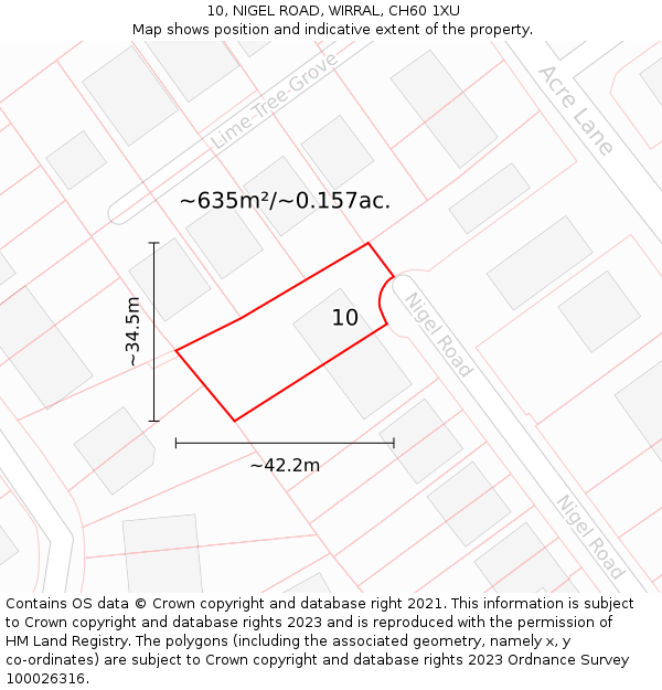 10, NIGEL ROAD, WIRRAL, CH60 1XU: Plot and title map