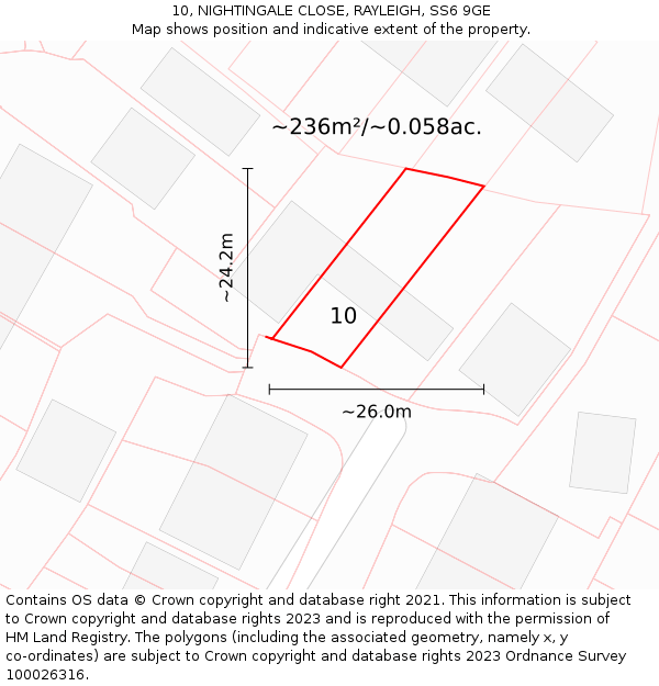 10, NIGHTINGALE CLOSE, RAYLEIGH, SS6 9GE: Plot and title map