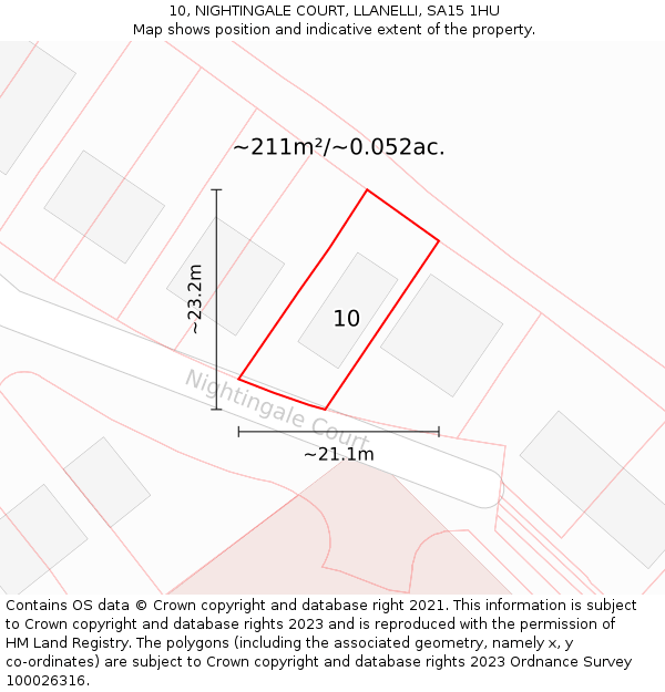 10, NIGHTINGALE COURT, LLANELLI, SA15 1HU: Plot and title map