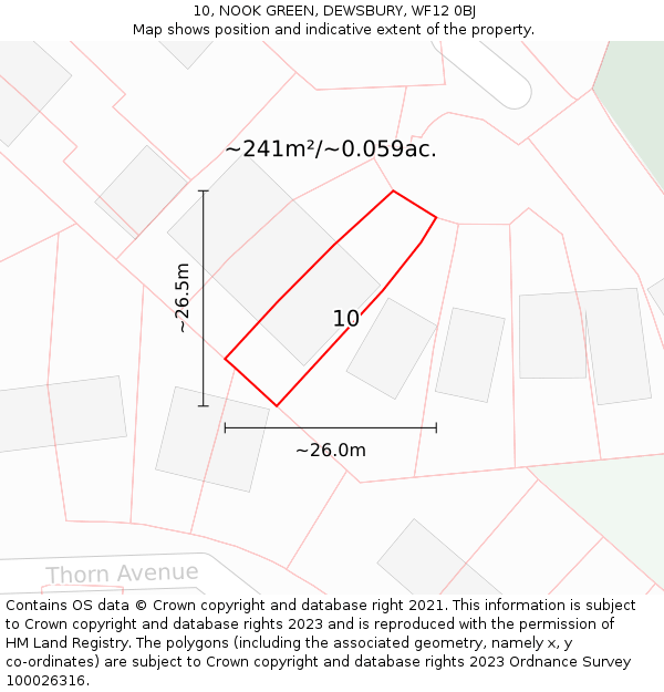 10, NOOK GREEN, DEWSBURY, WF12 0BJ: Plot and title map