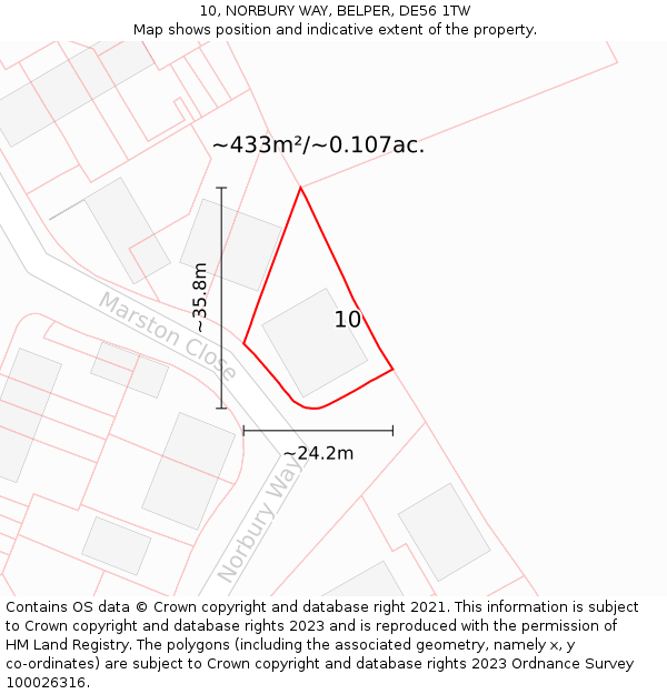 10, NORBURY WAY, BELPER, DE56 1TW: Plot and title map