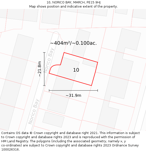 10, NORICO BAY, MARCH, PE15 9HJ: Plot and title map