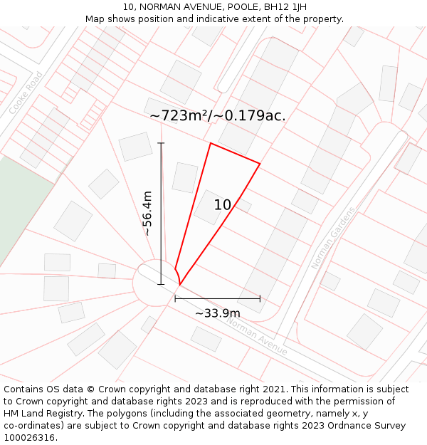 10, NORMAN AVENUE, POOLE, BH12 1JH: Plot and title map
