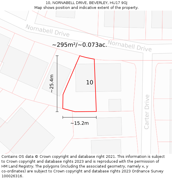 10, NORNABELL DRIVE, BEVERLEY, HU17 9GJ: Plot and title map