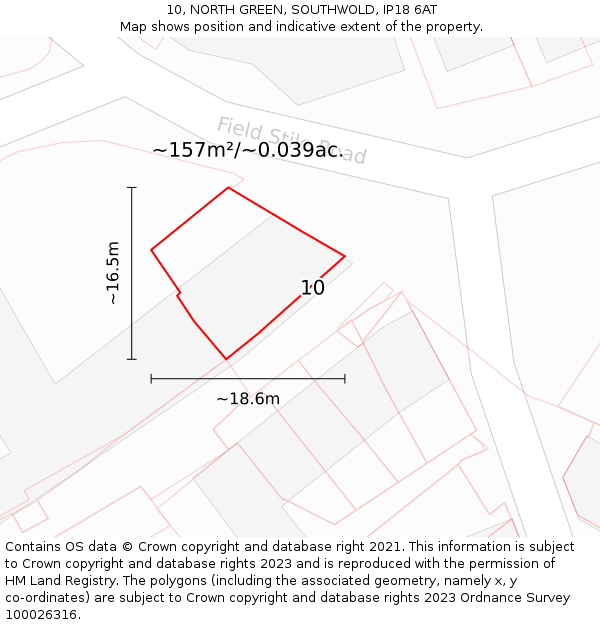 10, NORTH GREEN, SOUTHWOLD, IP18 6AT: Plot and title map