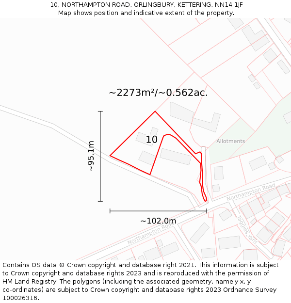 10, NORTHAMPTON ROAD, ORLINGBURY, KETTERING, NN14 1JF: Plot and title map