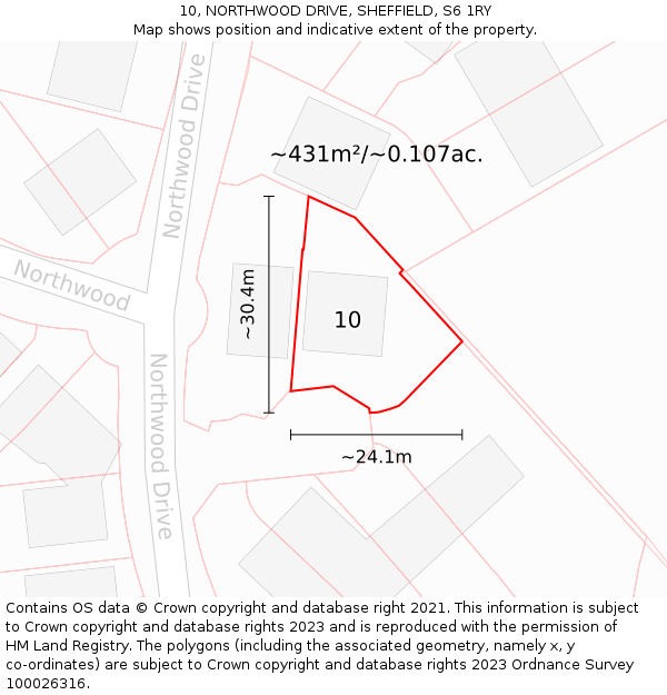 10, NORTHWOOD DRIVE, SHEFFIELD, S6 1RY: Plot and title map